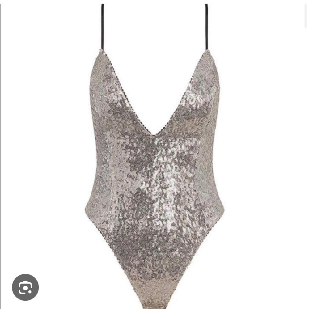 Sequin V-Neck Bodysuit